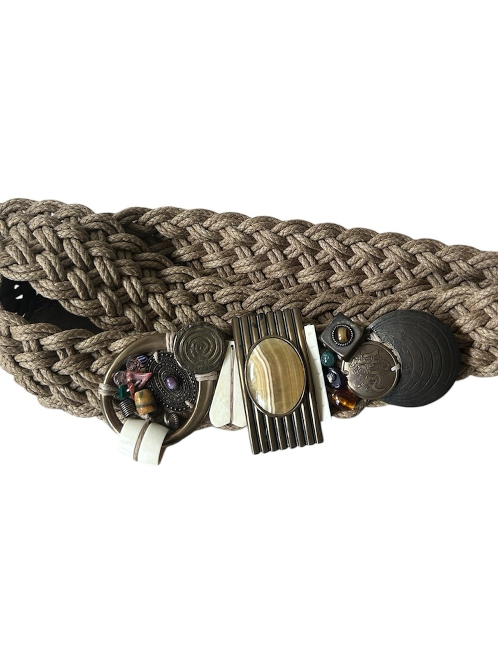 Vintage Marjorie Baer Muti-Media/Metal Boho Woven Fiber Belt - Picture 8 of 9